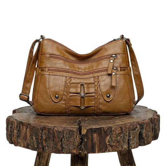 Monica Braided Multi-Zip | Crossbody Bag