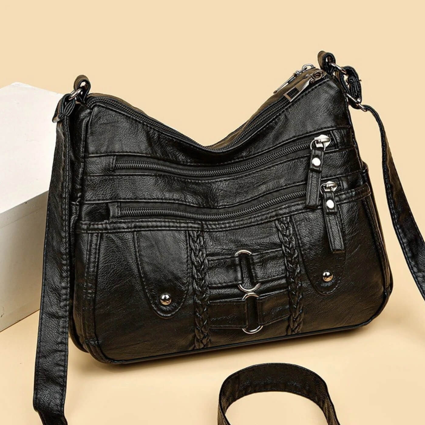 Monica Braided Multi-Zip | Crossbody Bag