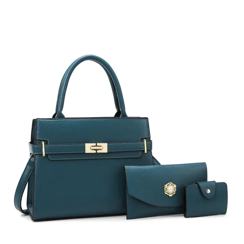 Polly | Stylish Retro Leather 3-Piece Leather Bag Set
